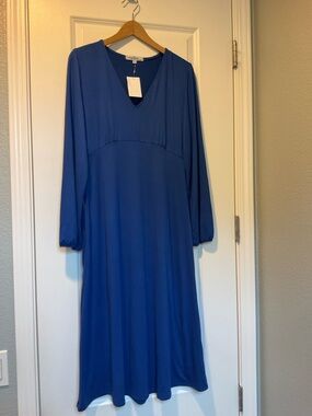 Velvet Torch Royal Blue Long Sleeve V-Neck Dress